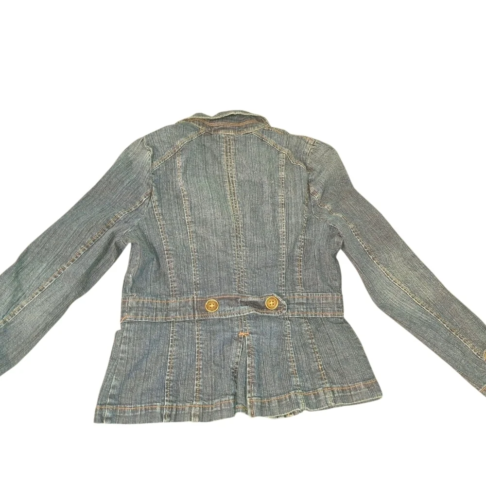 Boho Fairy Denim Jacket Petite Small Dark Wash.